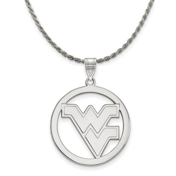 Sterling Silver West Virginia U. Large Circle Pendant...
